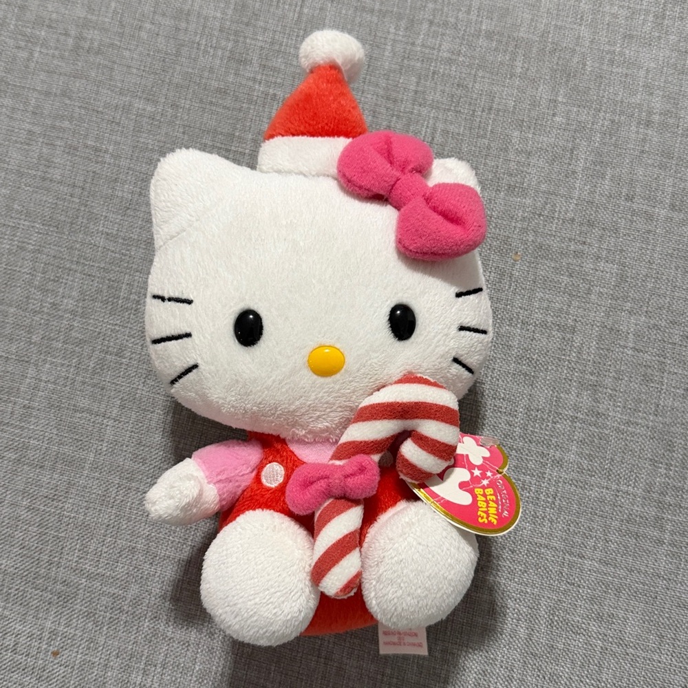 TY Beanie Baby Hello Kitty X-Mas Candy Cane Stuff Animal